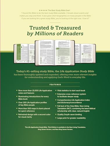 NLT Life Application Study Bible, Third Edition, Large Print (LeatherLike, Meadow Teal, Indexed, Red Letter)