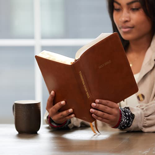 KJV, Foundation Study Bible, Large Print, Leathersoft, Brown, Red Letter, Comfort Print: Holy Bible, King James Version