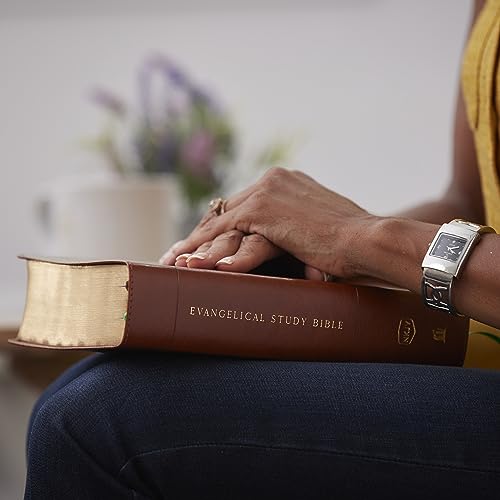 Evangelical Study Bible: Christ-centered. Faith-building. Mission-focused. (NKJV, Brown Leathersoft, Red Letter, Thumb Indexed, Large Comfort Print)