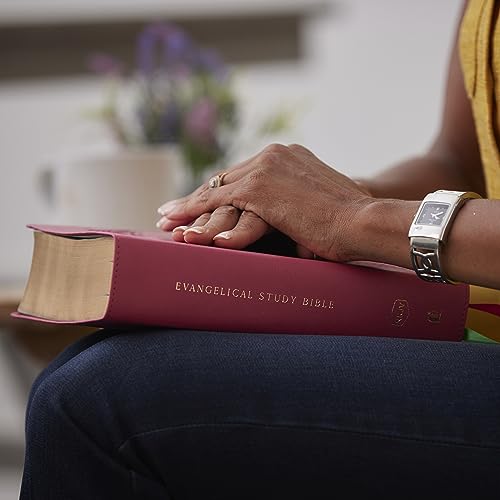 Evangelical Study Bible: Christ-centered. Faith-building. Mission-focused. (NKJV, Pink Leathersoft, Red Letter, Large Comfort Print)