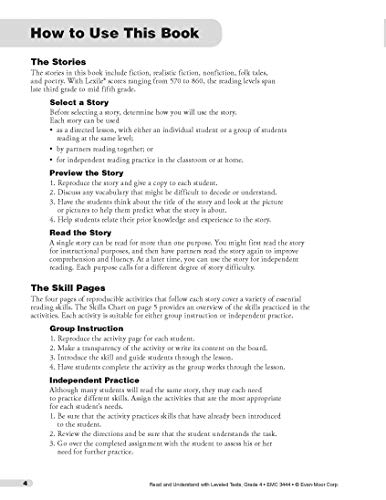 Evan-Moor Read and Understand with Leveled Texts, Grade 4