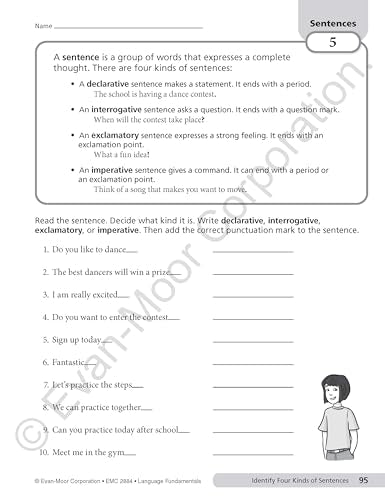 Evan-Moor Language Fundamentals, Grade 4, Homeschool and Classroom Resource Workbook, Reproducible Worksheets, Nouns, Verbs, Adjectives, Pronouns, Capitalization, Punctuation, Spelling, Vocabulary