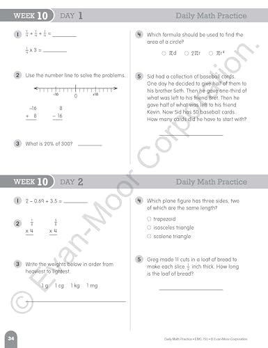 Evan-Moor Daily Math Practice, Grade 6