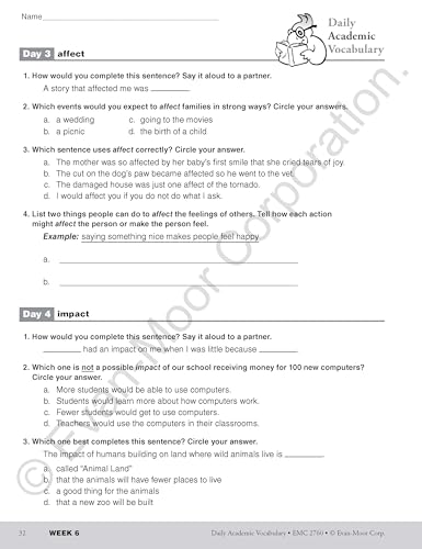 Evan-Moor Daily Academic Vocabulary, Grade 4 Teacher Edition