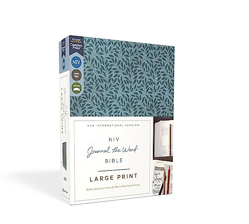 NIV, Journal the Word Bible (Perfect for Note-Taking), Large Print, Leathersoft, Teal, Red Letter, Comfort Print: Reflect, Take Notes, or Create Art Next to Your Favorite Verses