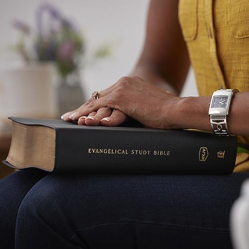 Evangelical Study Bible: Christ-centered. Faith-building. Mission-focused. (NKJV, Black Bonded Leather, Red Letter, Large Comfort Print)