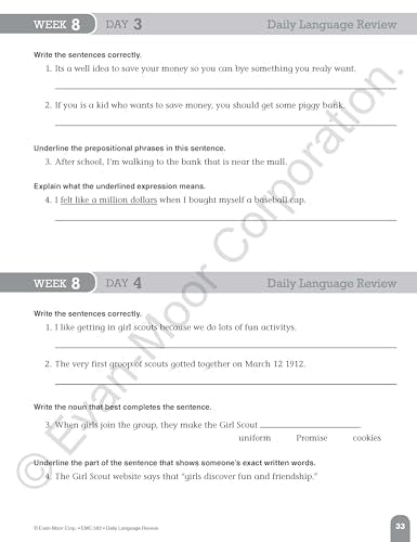 Evan-Moor Daily Language Review, Grade 4, Activities, Homeschooling and Classroom Resource Workbook, Reproducible Worksheets, Teacher Edition, Daily Practice, Skills Assessment, Grammar, Punctuation