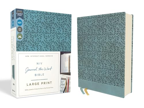 NIV, Journal the Word Bible (Perfect for Note-Taking), Large Print, Leathersoft, Teal, Red Letter, Comfort Print: Reflect, Take Notes, or Create Art Next to Your Favorite Verses