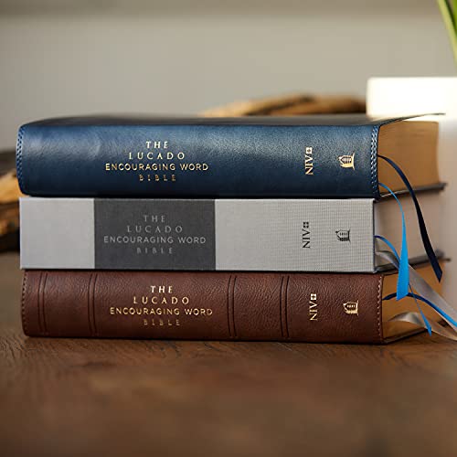 NIV, Lucado Encouraging Word Bible, Leathersoft, Blue, Thumb Indexed, Comfort Print: Holy Bible, New International Version