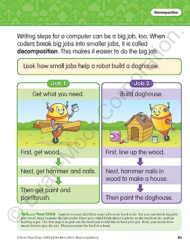 Evan-Moor Smart Start Beginning Coding, Grade K, Activity Workbook, Includes Stickers and Audio read along, Basic Skills, Critical Thinking, ... ... Beginning Coding Stories and Activities)