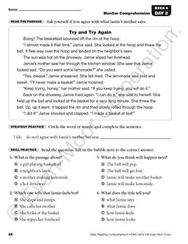 Evan-Moor Daily Reading Comprehension, Grade 2 - Homeschooling & Classroom Resource Workbook, Reproducible Worksheets, Teaching Edition, Fiction and Nonfiction, Lesson Plans, Test Prep