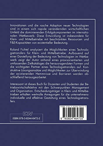 Technologietransfer für Klein- und Mittelbetriebe (German Edition)
