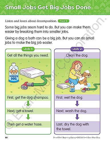 Evan-Moor Smart Start Beginning Coding, Grade K, Activity Workbook, Includes Stickers and Audio read along, Basic Skills, Critical Thinking, ... ... Beginning Coding Stories and Activities)