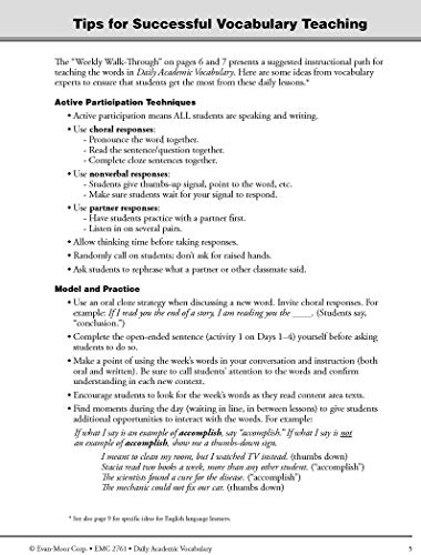 Evan-Moor Daily Academic Vocabulary, Grade 5 Teacher Edition