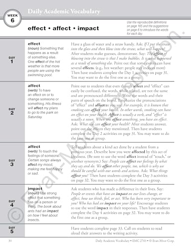 Evan-Moor Daily Academic Vocabulary, Grade 4 Teacher Edition