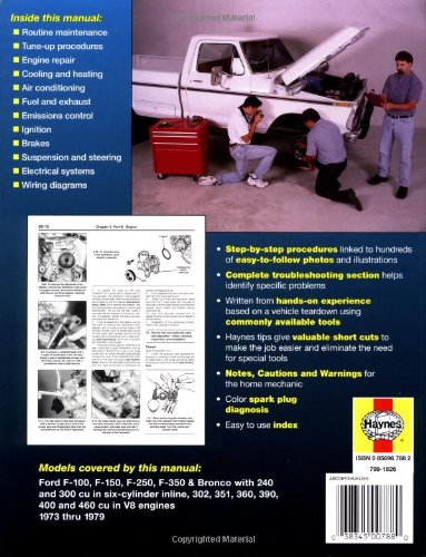 Ford Pickups, F-100, F-150, F-250, F-350 & Bronco 1973 thru 1979 Haynes Repair Manual: 2WD and 4WD, Six-cylinder inline and V8 models, F-100 thru F-350