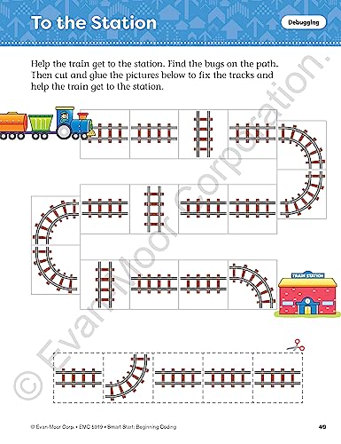 Evan-Moor Smart Start Beginning Coding, Grade 1, Activity Workbook, Includes Stickers and Audio read along, Basic Skills, Critical Thinking, ... ... Beginning Coding Stories and Activities)