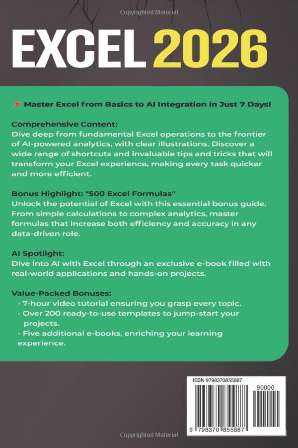 Excel: The Absolute Beginner's Guide to Maximizing Your Excel Experience for Maximum Productivity and Efficiency With all Formulas & Functions and Practical Examples