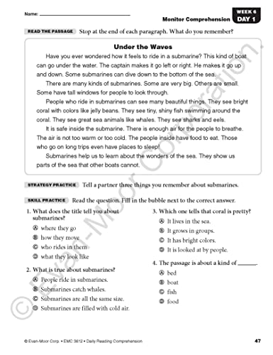 Evan-Moor Daily Reading Comprehension, Grade 2 - Homeschooling & Classroom Resource Workbook, Reproducible Worksheets, Teaching Edition, Fiction and Nonfiction, Lesson Plans, Test Prep