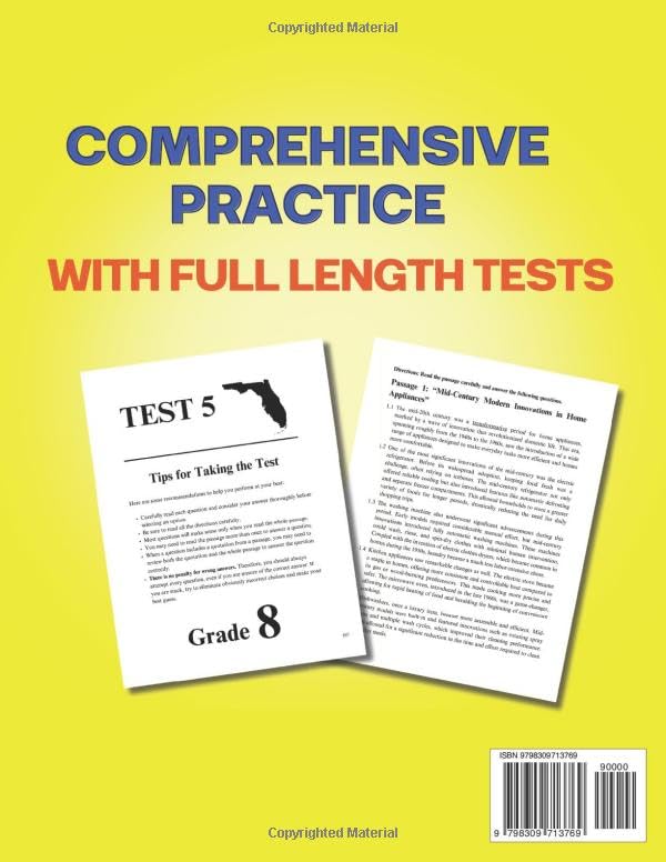 Florida FAST Test Prep Grade 8: The Ultimate 3-in-1 Practice Workbook for Reading, Writing, and Mathematics, Featuring Full-Length Practice Tests (Florida FAST Assessment Practice - Grade 8)
