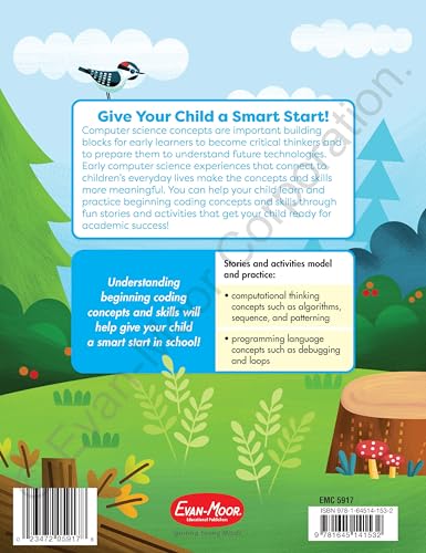 Evan-Moor Smart Start Beginning Coding, Grade PreK, Activity Workbook, Includes Stickers and Audio read along, Basic Skills, Critical Thinking, ... ... Beginning Coding Stories and Activities)