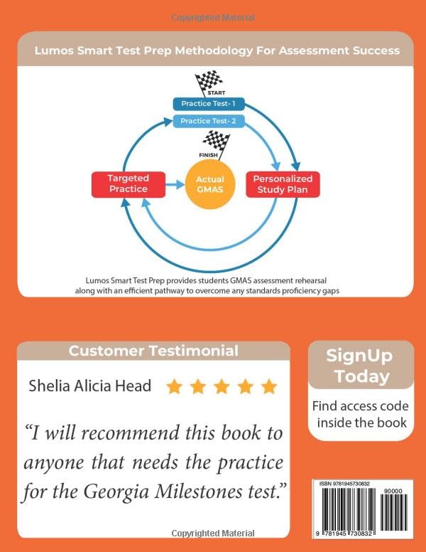 Georgia Milestones Assessment System Test Prep: Grade 8 English Language Arts Literacy (ELA) Practice Workbook and Full-length Online Assessments: GMAS Study Guide (GMAS by Lumos Learning)