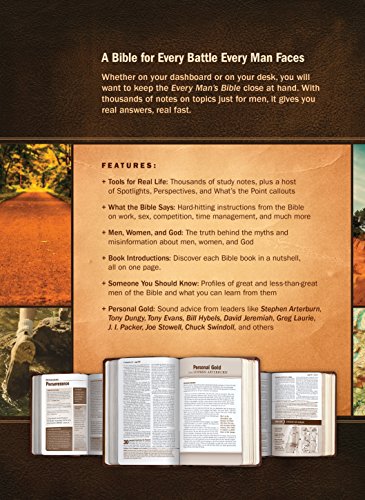 Every Man's Bible: New Living Translation, Large Print, TuTone (LeatherLike, Brown/Tan, Indexed) – Study Bible for Men with Study Notes, Book Introductions, and 44 Charts