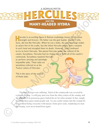 Evan-Moor Skill Sharpeners Reading Workbook, Grade 6, Vocabulary, Comprehension, Phonics, Sequencing, Summarizing, Prefixes and Suffixes, Contractions, Context, Analyzing Characters, Homeschool