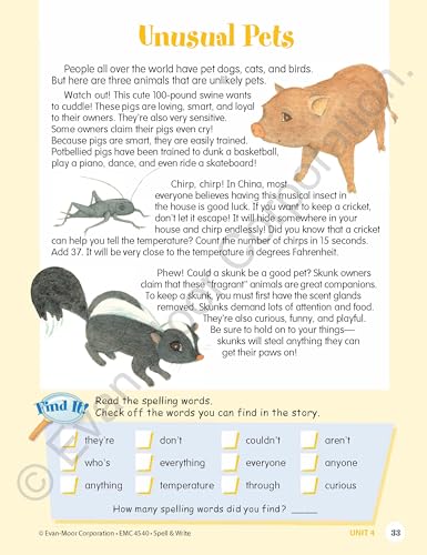 Evan-Moor Skill Sharpeners: Spell & Write, Grade 4