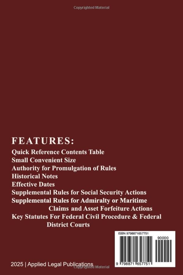 Federal Rules Of Civil Procedure - Pocket Reference Guide With Statutory Supplement: A Convenient, Small, and Concise Compendium That Includes Key ... And Practitioners To Refer And Source