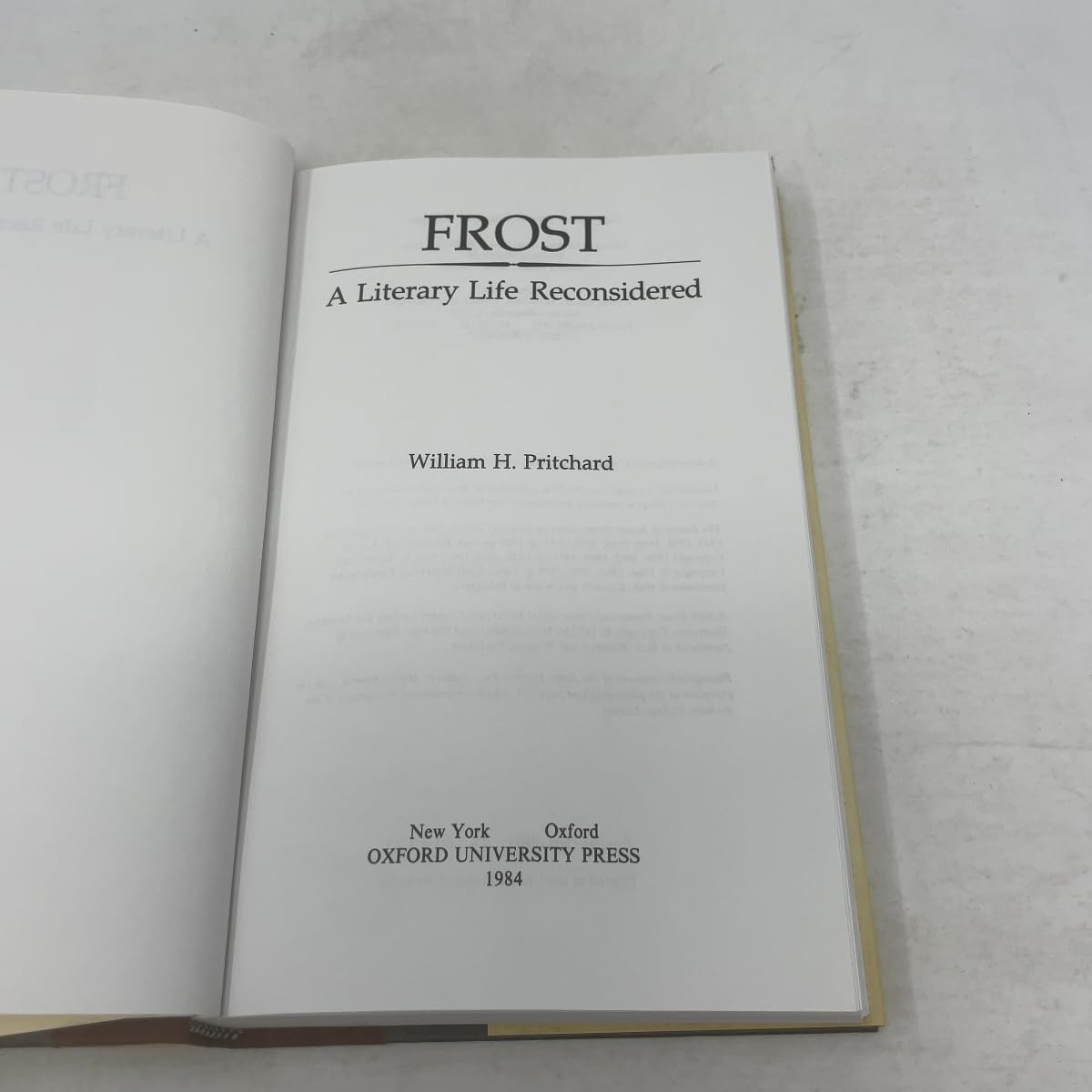 Frost: A Literary Life Reconsidered