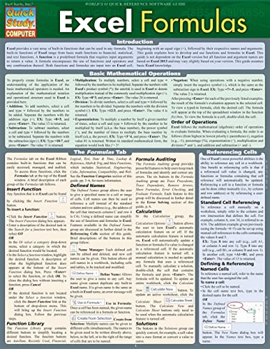 Excel Formulas QuickStudy Laminated Study Guide (QuickStudy Computer)