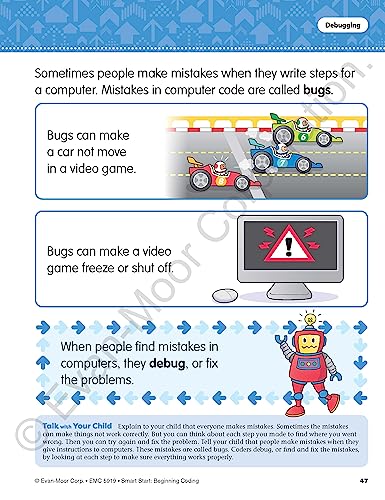 Evan-Moor Smart Start Beginning Coding, Grade 1, Activity Workbook, Includes Stickers and Audio read along, Basic Skills, Critical Thinking, ... ... Beginning Coding Stories and Activities)