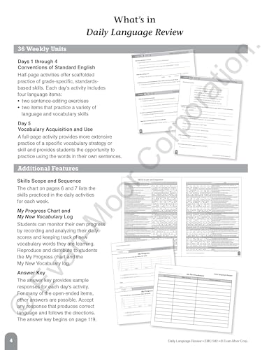 Evan-Moor Daily Language Review, Grade 4, Activities, Homeschooling and Classroom Resource Workbook, Reproducible Worksheets, Teacher Edition, Daily Practice, Skills Assessment, Grammar, Punctuation
