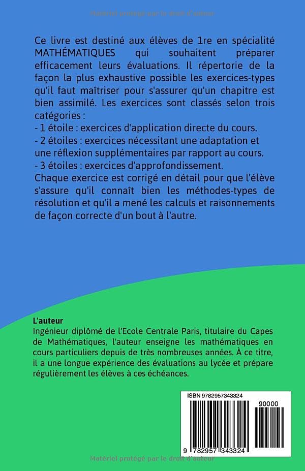 Exercices corrigés de spécialité Maths 1re (French Edition)