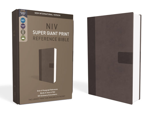 NIV, Super Giant Print Reference Bible (Font Size: 16.5-point), Leathersoft, Gray, Red Letter, Comfort Print