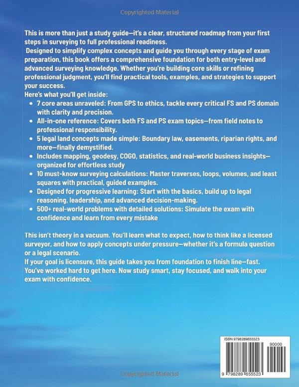 Fundamentals of Surveying Exam Prep: The All-in-One Simplified Study Guide with Practical Problems and Solutions to Pass the Current FS and PS Exams