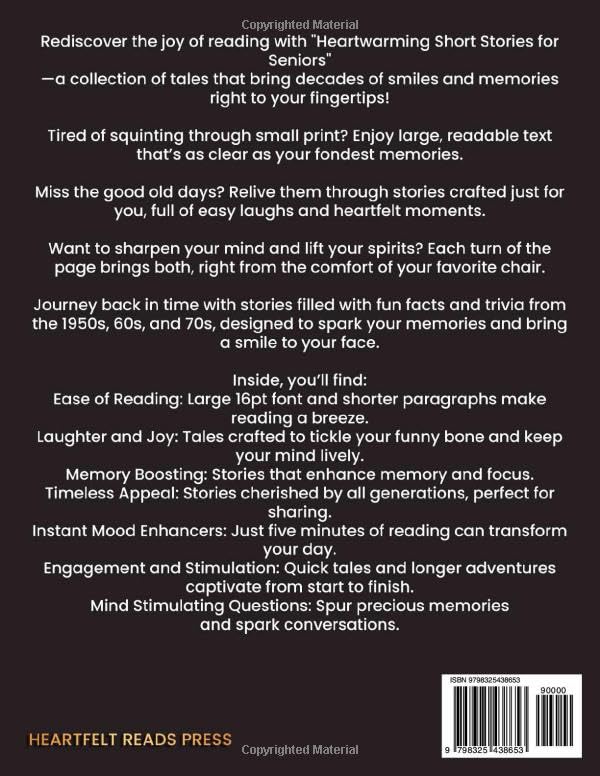 Heartwarming Short Stories For Seniors: Large Print, Easy to Read, Uplifting Tales to Stimulate the Mind, and Make You Smile