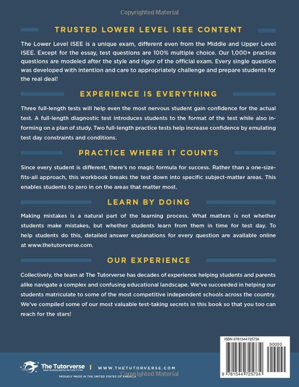 Lower Level ISEE: 1000+ Practice Questions