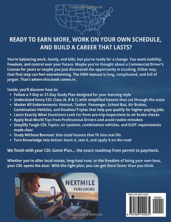 Fast-Track CDL Study Guide & Exam Prep: Step-by-Step Plan to the Commercial Driver’s License Class A/B/C & Endorsements with Full Practice Tests – Your Coach to Pass the First Time & Start Earning
