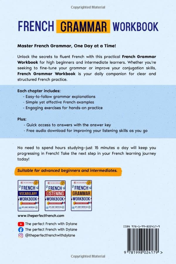 French Grammar Workbook: 50 French Grammar and Conjugation Activities for Daily Practice