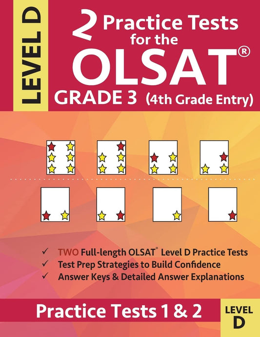 2 Practice Tests for the OLSAT Grade 3 (4th Grade Entry) Level D: Gifted and Talented Test Prep for Grade 3 Otis Lennon School Ability Test