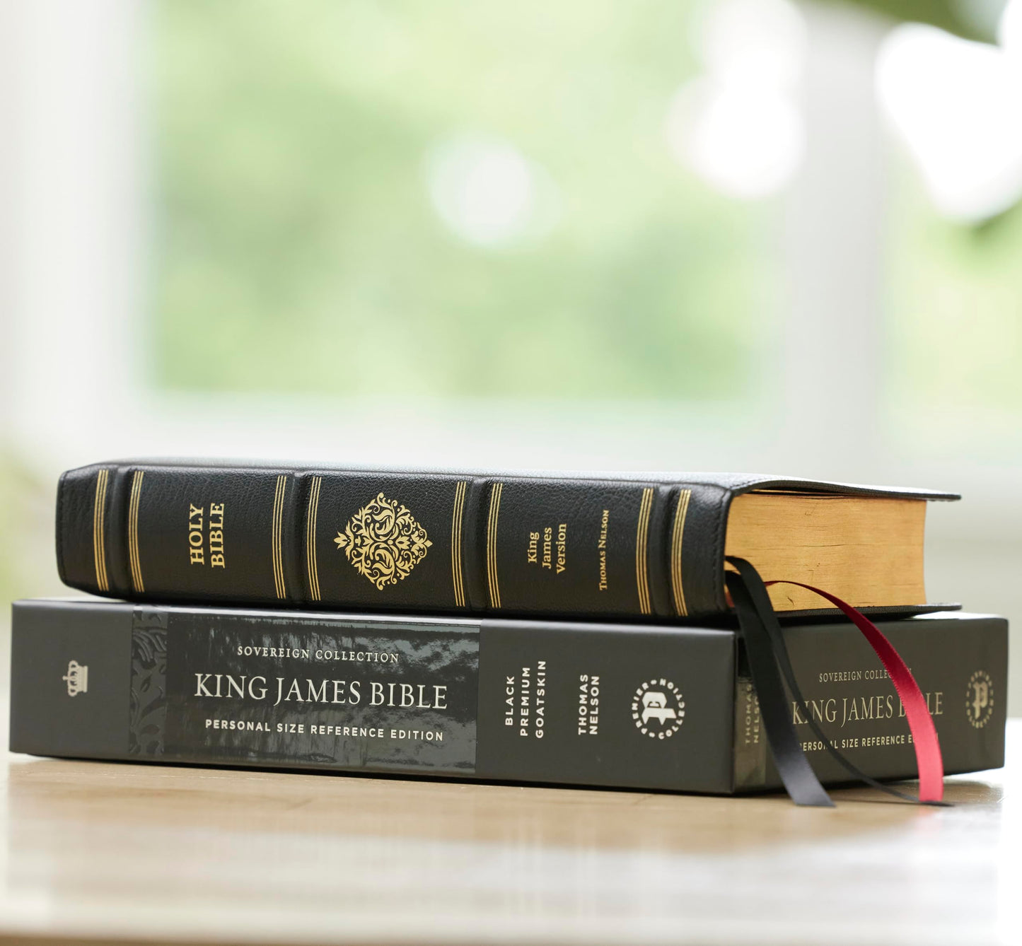 KJV, Personal Size Reference Bible, Sovereign Collection, Black Premium Goatskin Leather, Premier Collection, Comfort Print