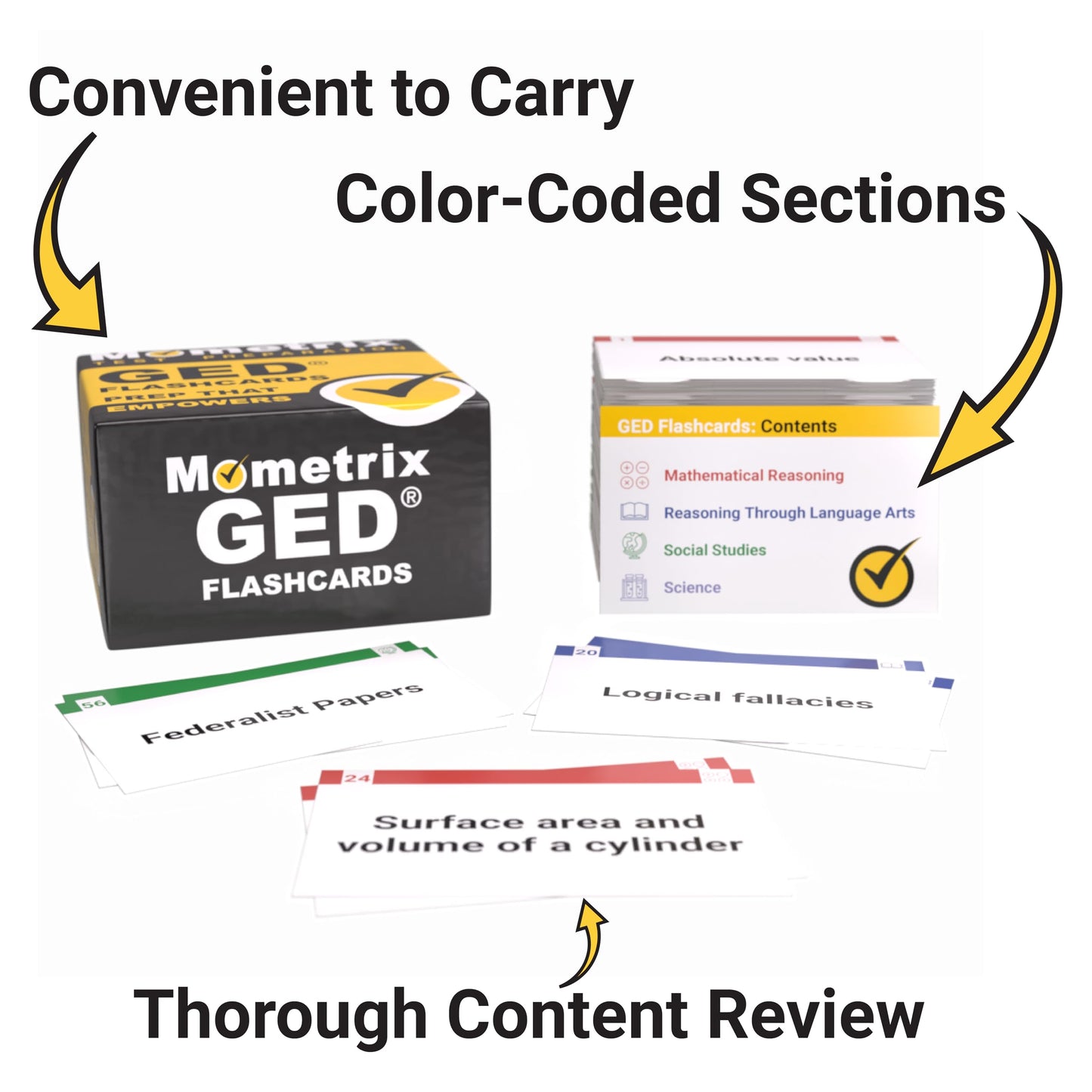 GED Study Cards 2025-2026: GED Exam Prep with Practice Test Questions for All Subjects [Full Color Cards]