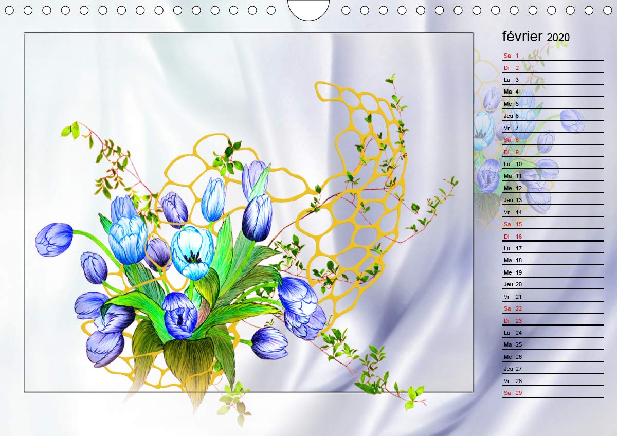 Fleurs La langue de la joie 2020: Dessins au crayon de couleur (Calvendo Art) (French Edition)