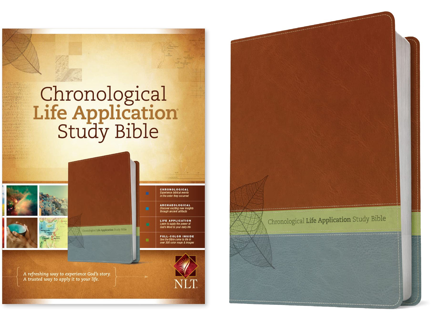 NLT Chronological Life Application Study Bible, TuTone (LeatherLike, Brown/Green/Dark Teal)