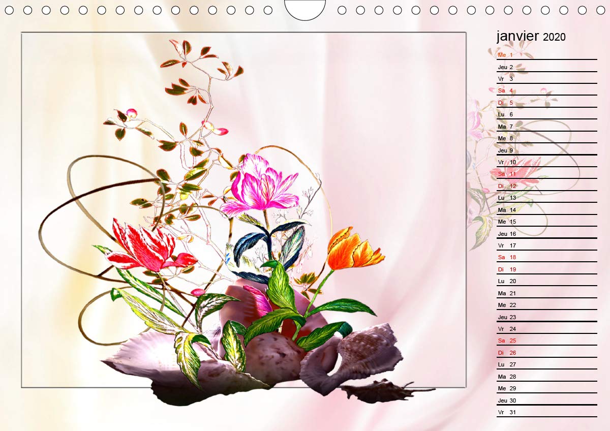 Fleurs La langue de la joie 2020: Dessins au crayon de couleur (Calvendo Art) (French Edition)