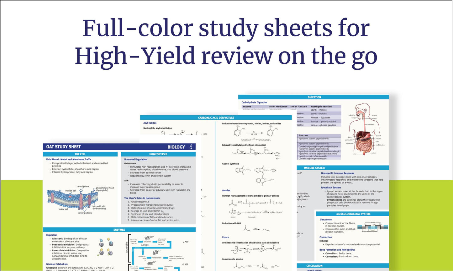 OAT Prep Plus, Sixth Edition (2025): Includes 16 Pages of Full Color Study Sheets + Online Access to 2 Full Length Practice Tests + 600+ Practice Questions (Kaplan Test Prep)