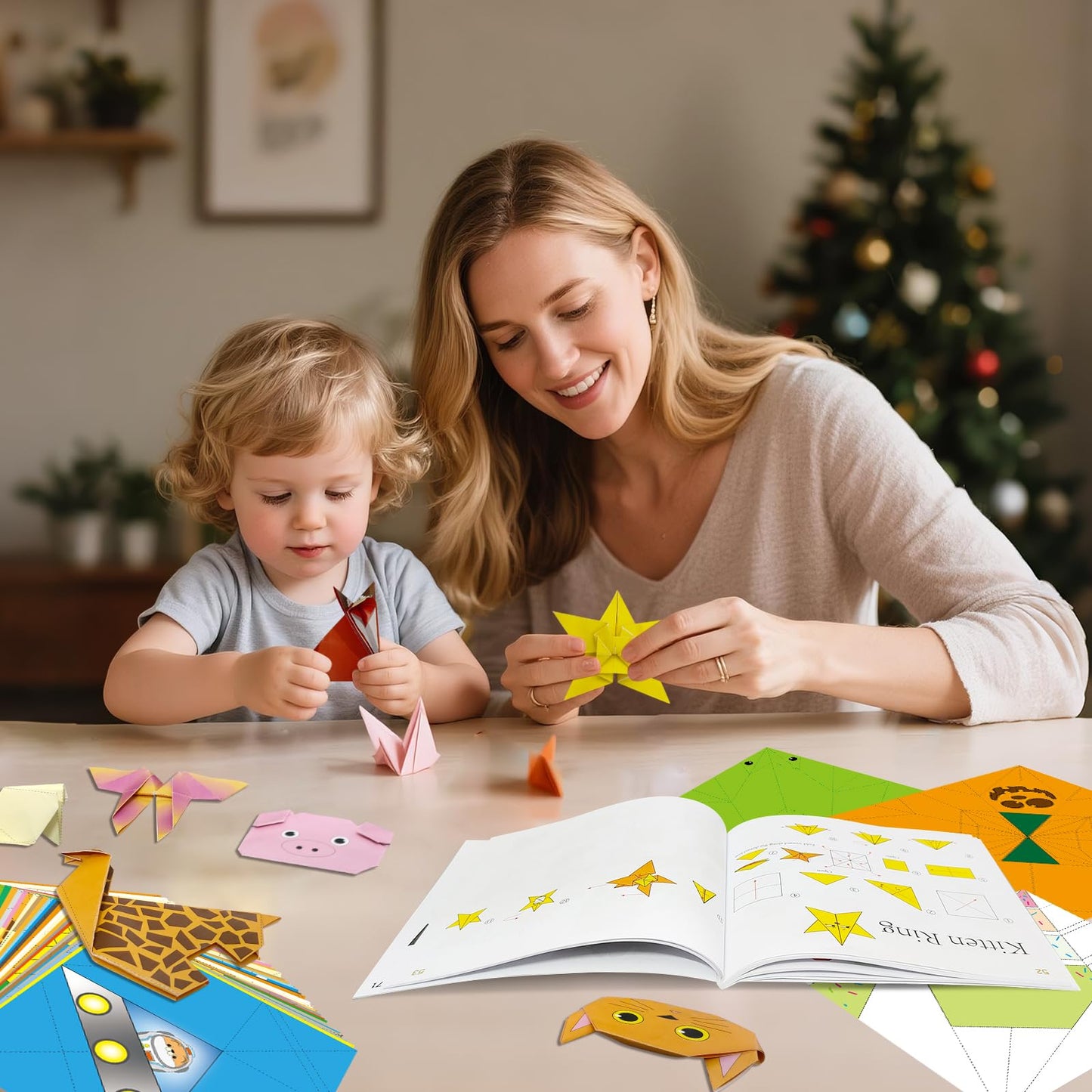 Kalysky Origami Paper Kit for Kids Ages 5-8 8-12, 150 Sheets Origami Book, with Guiding Book, DIY Art and Crafts Supplies, Travel Game Airplane Car Road Trip Activities Toy Gifts