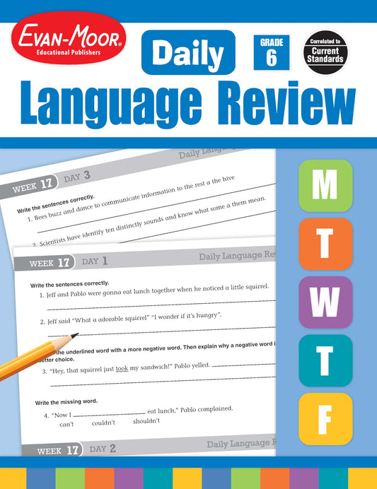 Evan-Moor Daily Language Review, Grade 6, Activities, Homeschooling and Classroom Resource Workbook, Reproducible Worksheets, Teacher Edition, Daily Practice, Skills Assessment, Grammar, Punctuation
